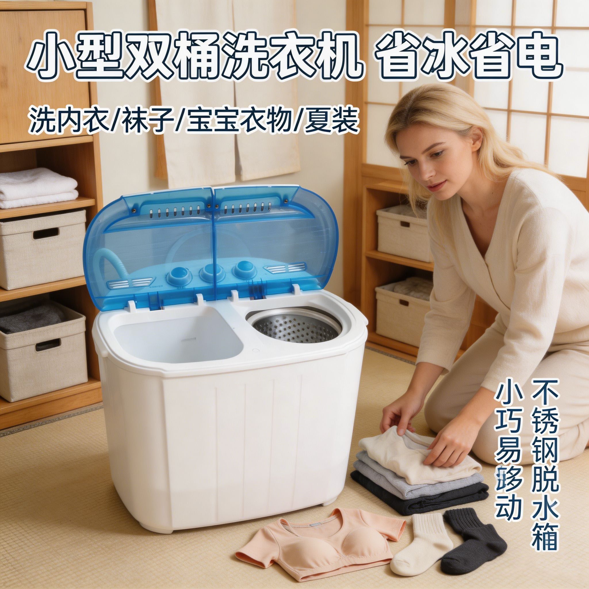 鸭子牌迷你洗衣机小型双缸家用