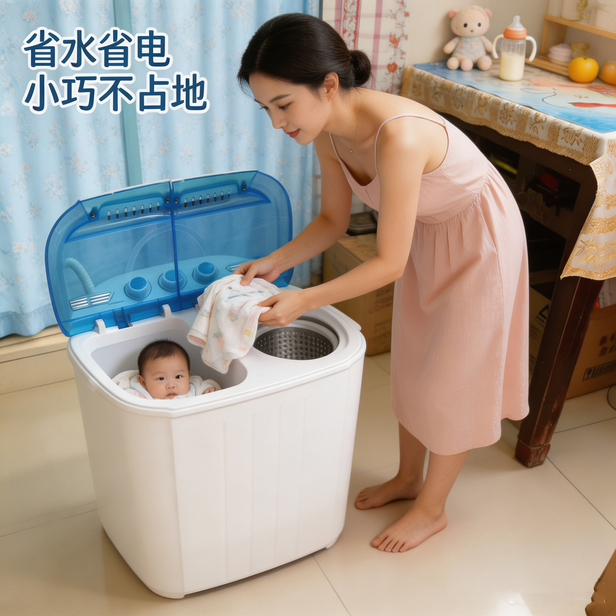 鸭子双桶洗衣机家用双缸半自动