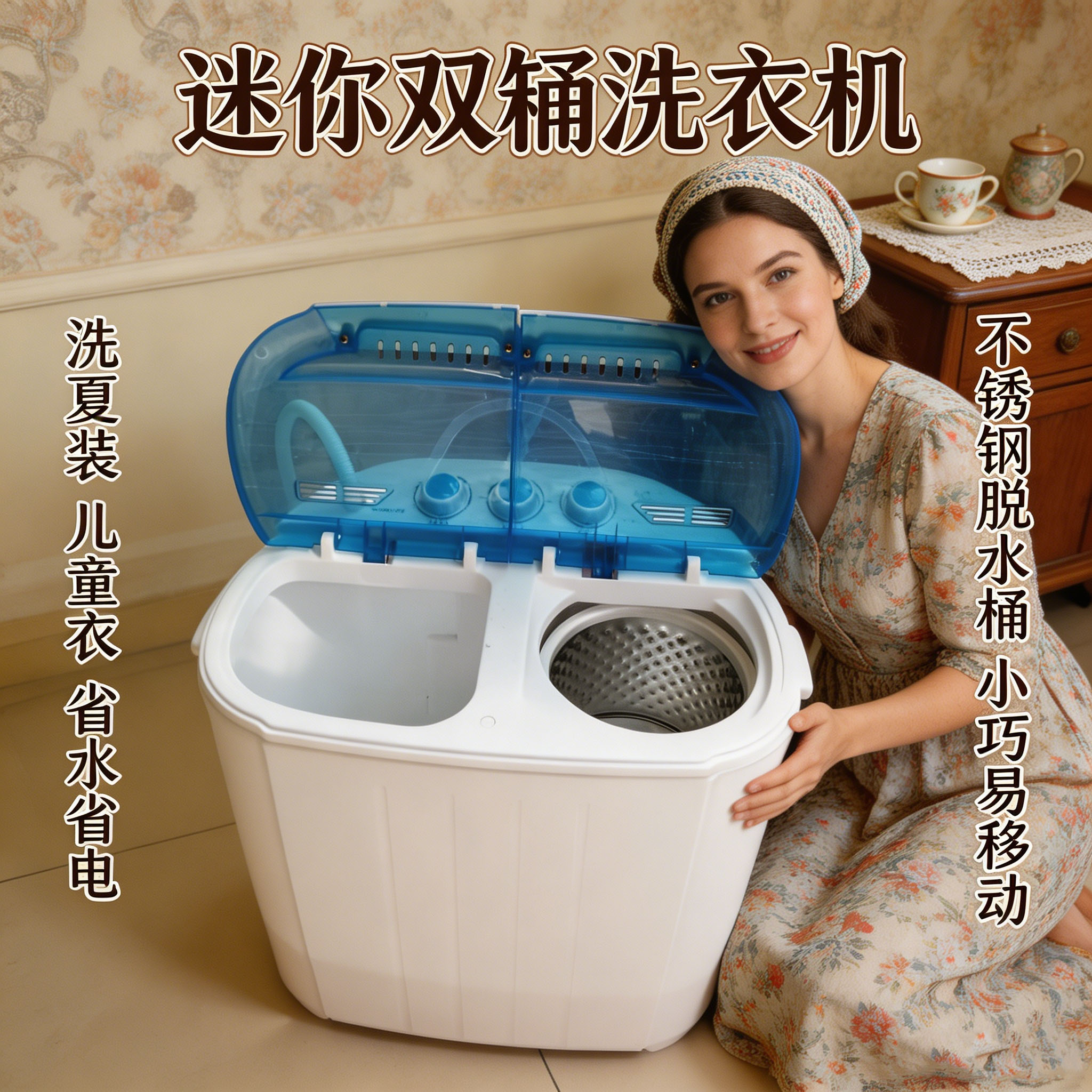 鸭子宿舍家用小型快速甩干双桶缸