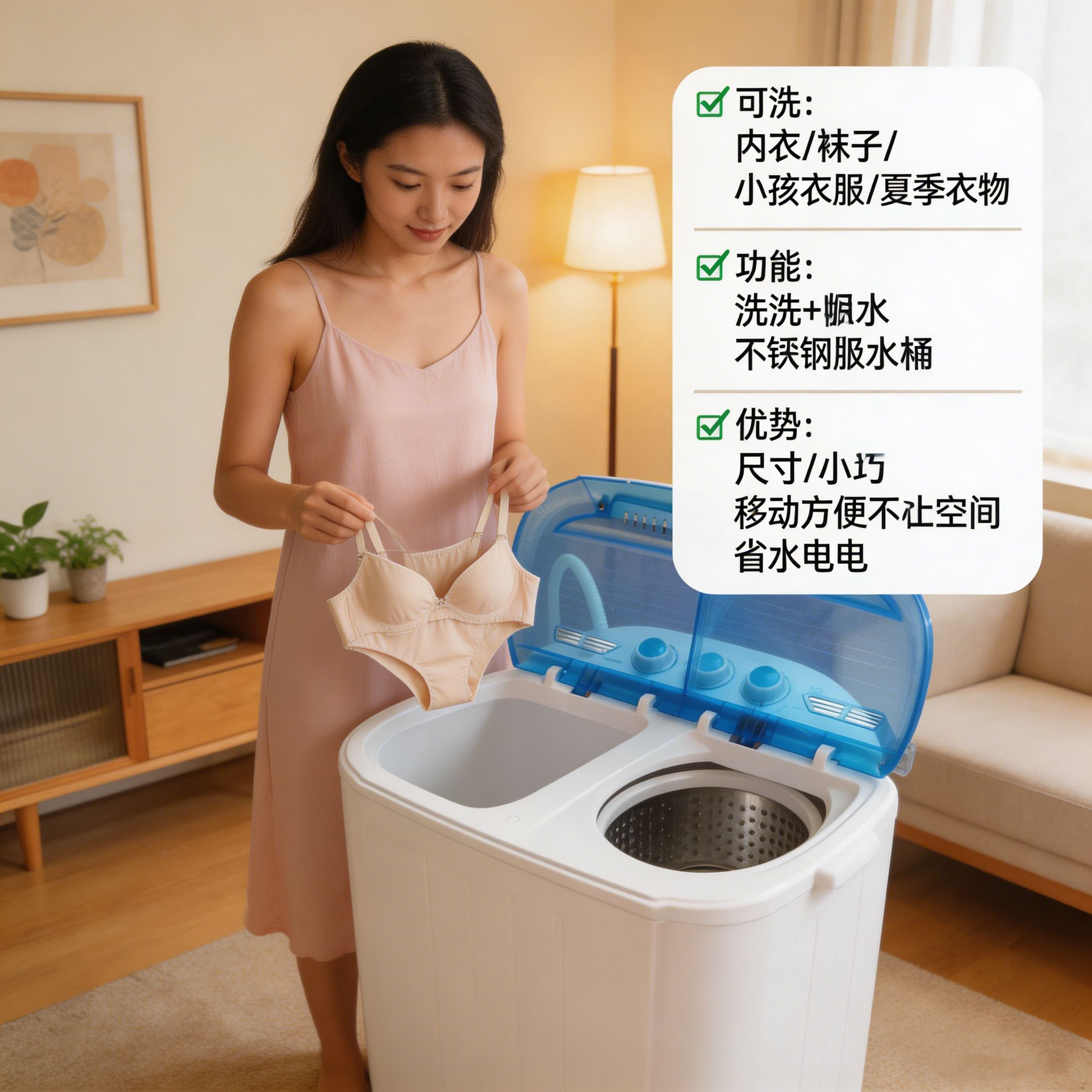 双桶洗衣机家用双缸半自动小型