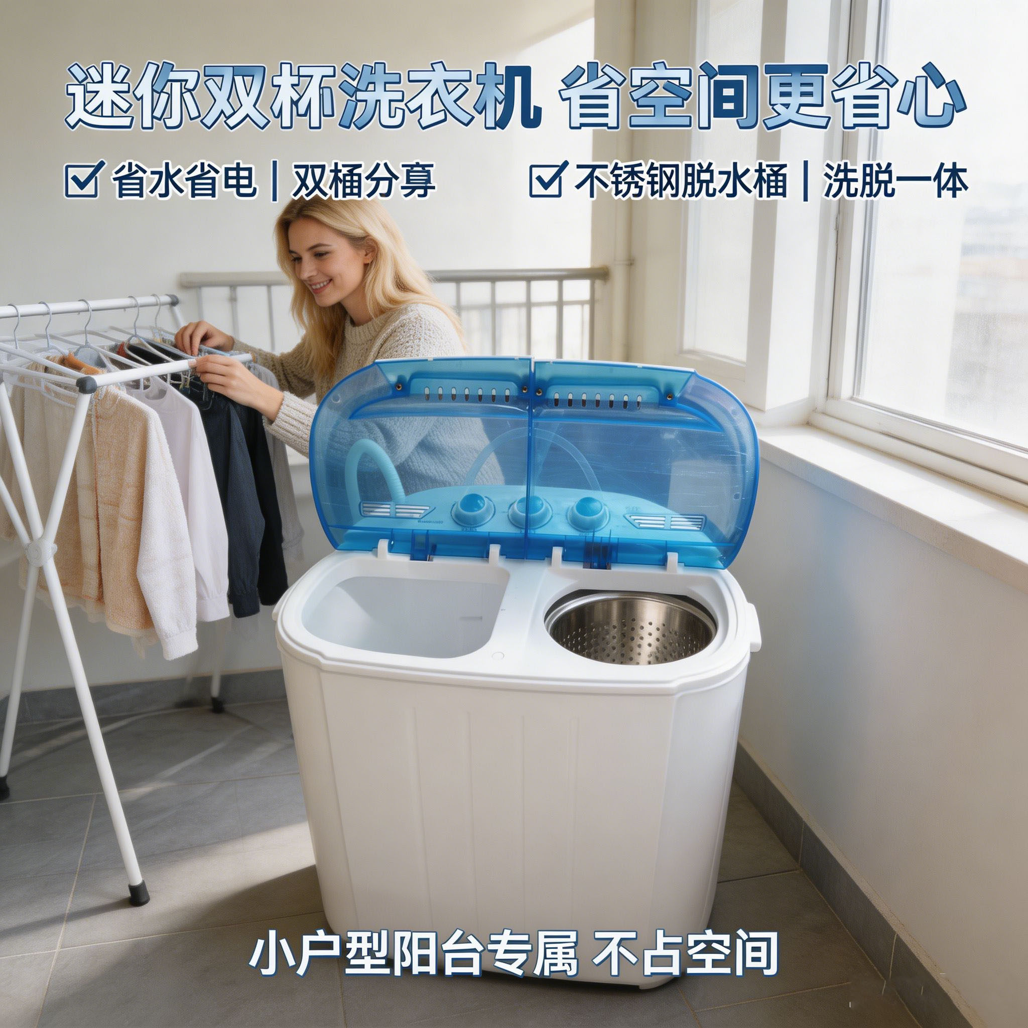 大黄鸭子3.6KG半自动双桶双缸双筒迷你洗衣机甩干小型婴儿童脱水