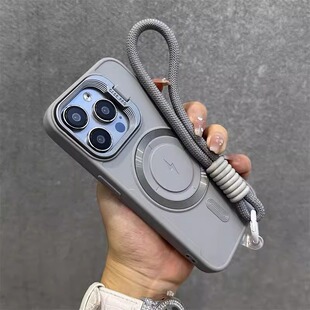 适用苹果16ProMax手机壳iPhone15带挂绳14磁吸13高级12镜头支架11