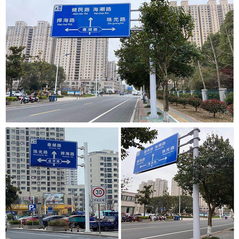 可订购道路交通安全悬臂杆 F杆双悬臂式杆件交通热镀锌圆杆八角杆