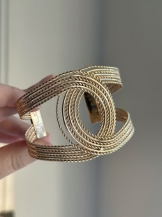 中古vintage双C麻花手镯女夸张高级感欧美辣妹手臂环开口可调节潮