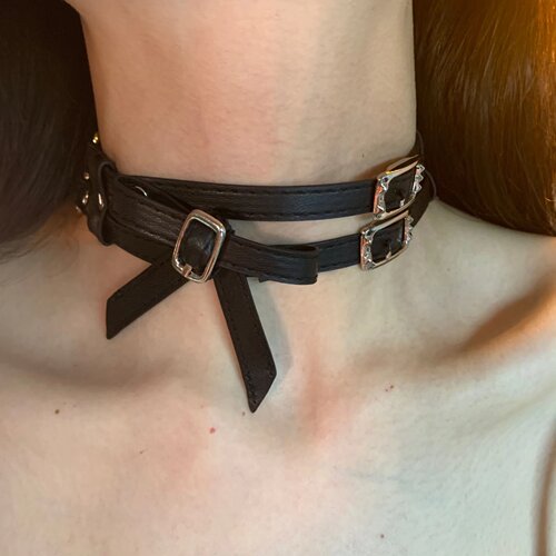 双层辣妹蝴蝶结皮带扣choekr