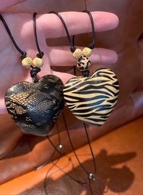 Vintage 古着蕾丝立体爱心吊坠毛衣链女辣妹朋克风长款项链高级感