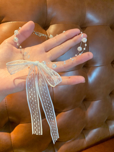 纯欲感 白色蕾丝蝴蝶结choker颈链女小众独特度假配饰锁骨链高级