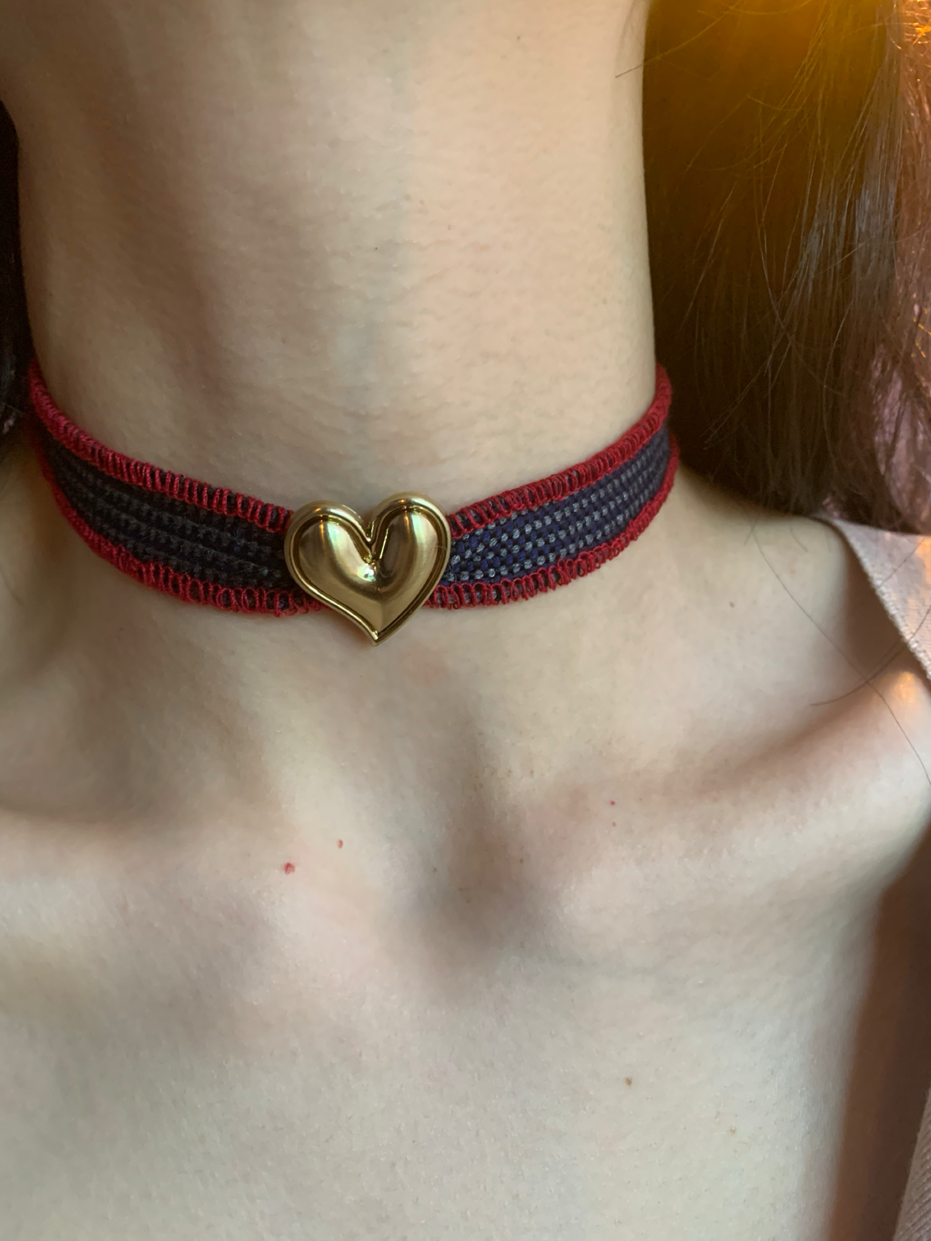 棠洛 牛仔布艺choker项圈女秋冬高级感颈链复古百搭毛衣链短款潮