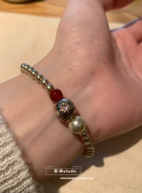 棠洛 ins冷淡风香槟金串珠星芒手串女手作高级感简约手链日常百搭