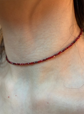 手作原创款 黑红渐变尖晶石choker颈链小众细闪氛围感显白锁骨链