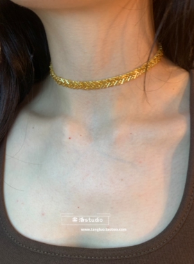 欧美风金色钉珠choker项圈女手作个性锁骨链辣妹颈链高级感2026潮