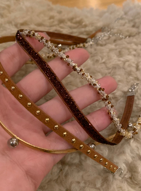 咖色系美拉德choker颈链女显脖子细锁骨链小众日常百搭项圈短项链