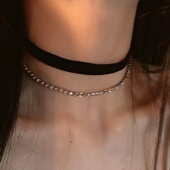 颈链锁骨链高级感小众项链新 一条双层choker闪钻短款 棠洛 经典