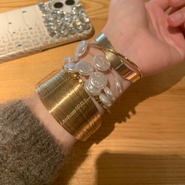 棠洛 原创4只装金色手镯叠戴女小众个性欧美风金属手环波西米亚潮