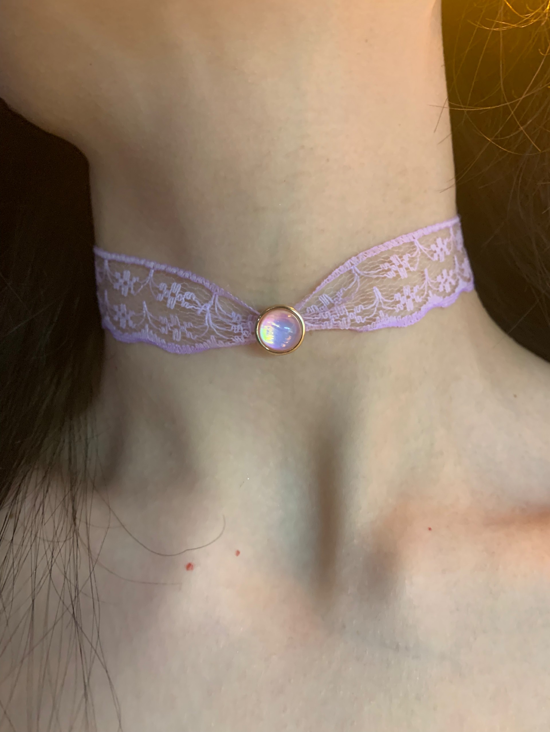 雾紫月光石 choker颈链女蕾丝辣妹风锁骨链纯欲颈带y2k项圈2026潮