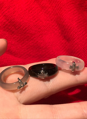 棠洛 甜酷风玛瑙十字架戒指女小众个性食指戒指日常百搭高级感潮