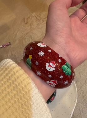 冬日限定 红色细闪雪花手镯女亚克力个性独特手链手飾品2026新款