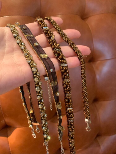 手作款 废土风choker颈链女咖色美拉德锁骨链波西米亚风颈链配饰