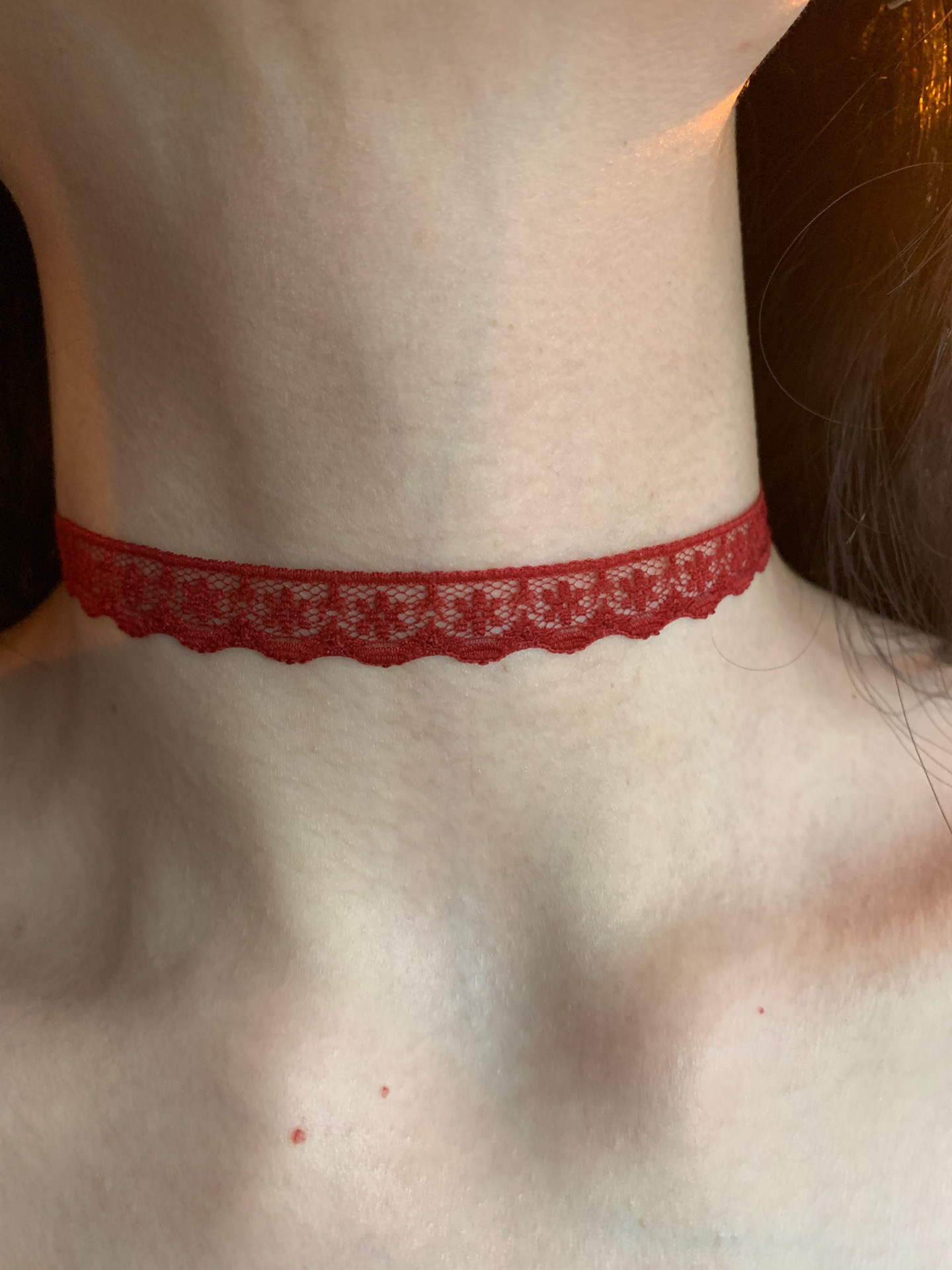 棠洛 纯欲辣妹风蕾丝choker项圈女红色细款颈带日常百搭锁骨链潮