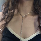 自制 可抽拉项链性感颈链choker项链小众设计感秋冬毛衣链锁骨链