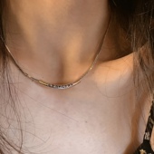 自留 ins感金属管字母蛇骨链项链高级设计感小众锁骨链女 超百搭