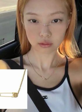 jennie珍妮同款金色别针项链女金色细链锁骨链日常百搭简约项链潮