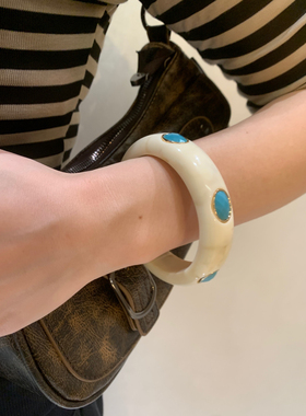 棠洛 原创款晕染奶白树脂手镯女波西米亚风手环高级感手饰品2026