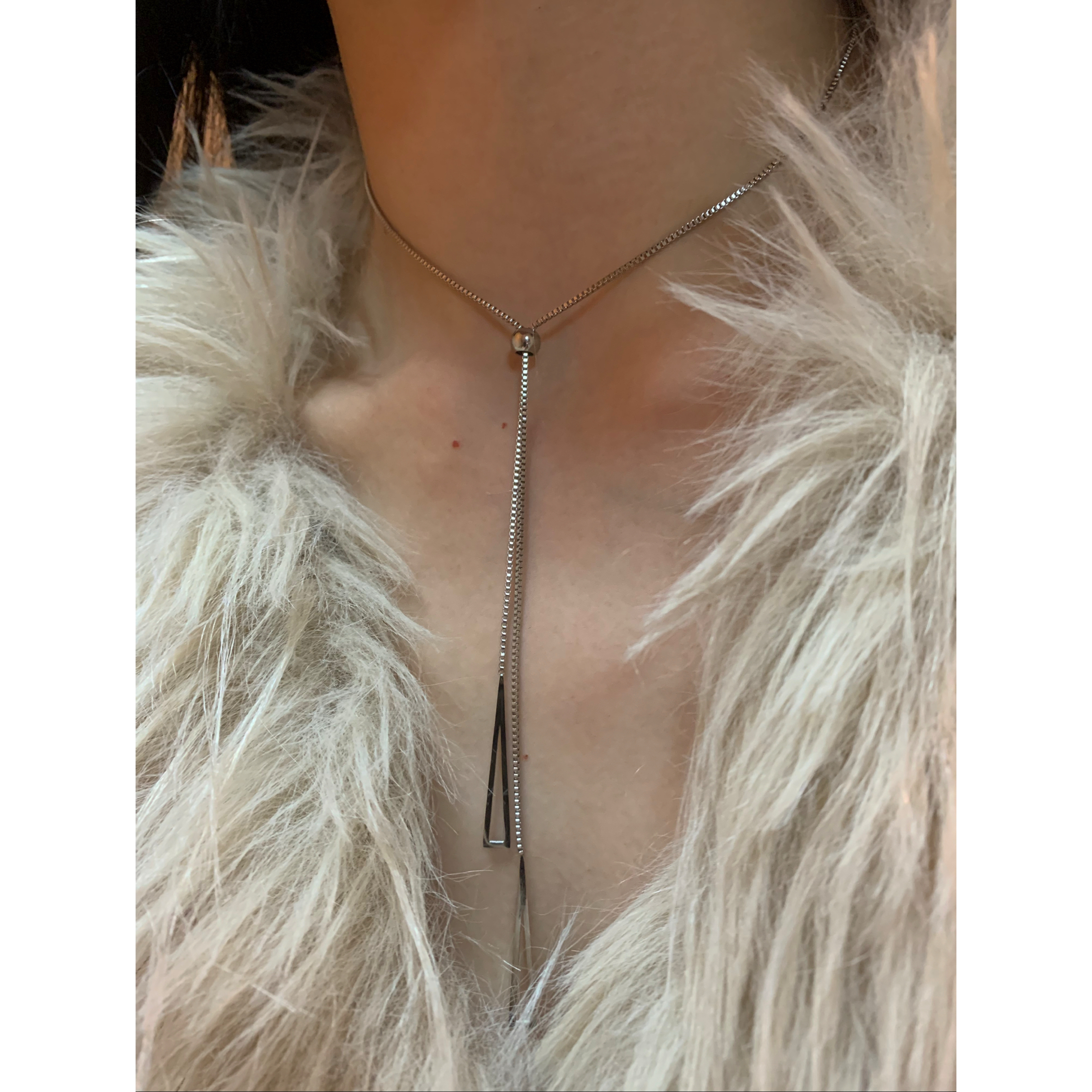 棠洛 冷淡风细款抽拉项链女简约高级感氛围锁骨链可调节金属项链