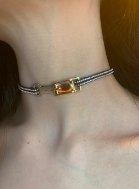 棠洛 原创镶钻细款皮带扣choker颈链女个性小众项圈甜酷辣妹风潮