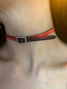 温变项圈y2k千禧辣妹风软皮革颈链choker女高级感甜酷锁骨链2026