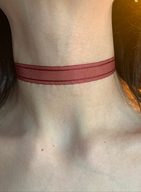 棠洛 微透网纱暗红choker颈链女性感辣妹风简约项圈氛围感锁骨链
