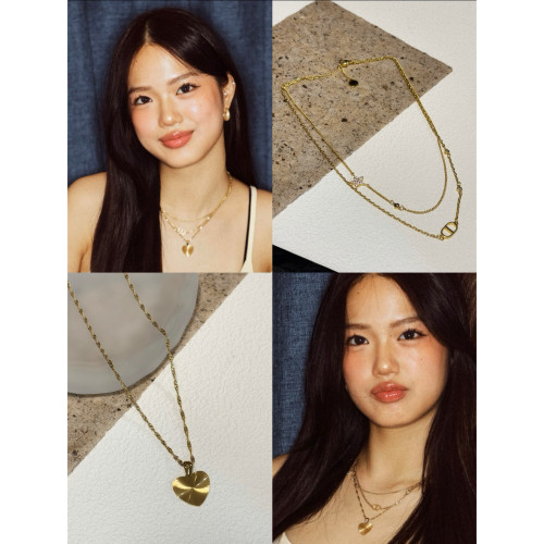 jaden同款 金色镭射爱心项链叠戴字母星星锁骨链女辣妹高级感配饰