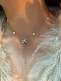 超精致~抽拉式烟花珍珠项链女长款气质流苏毛衣链高级感颈链2026