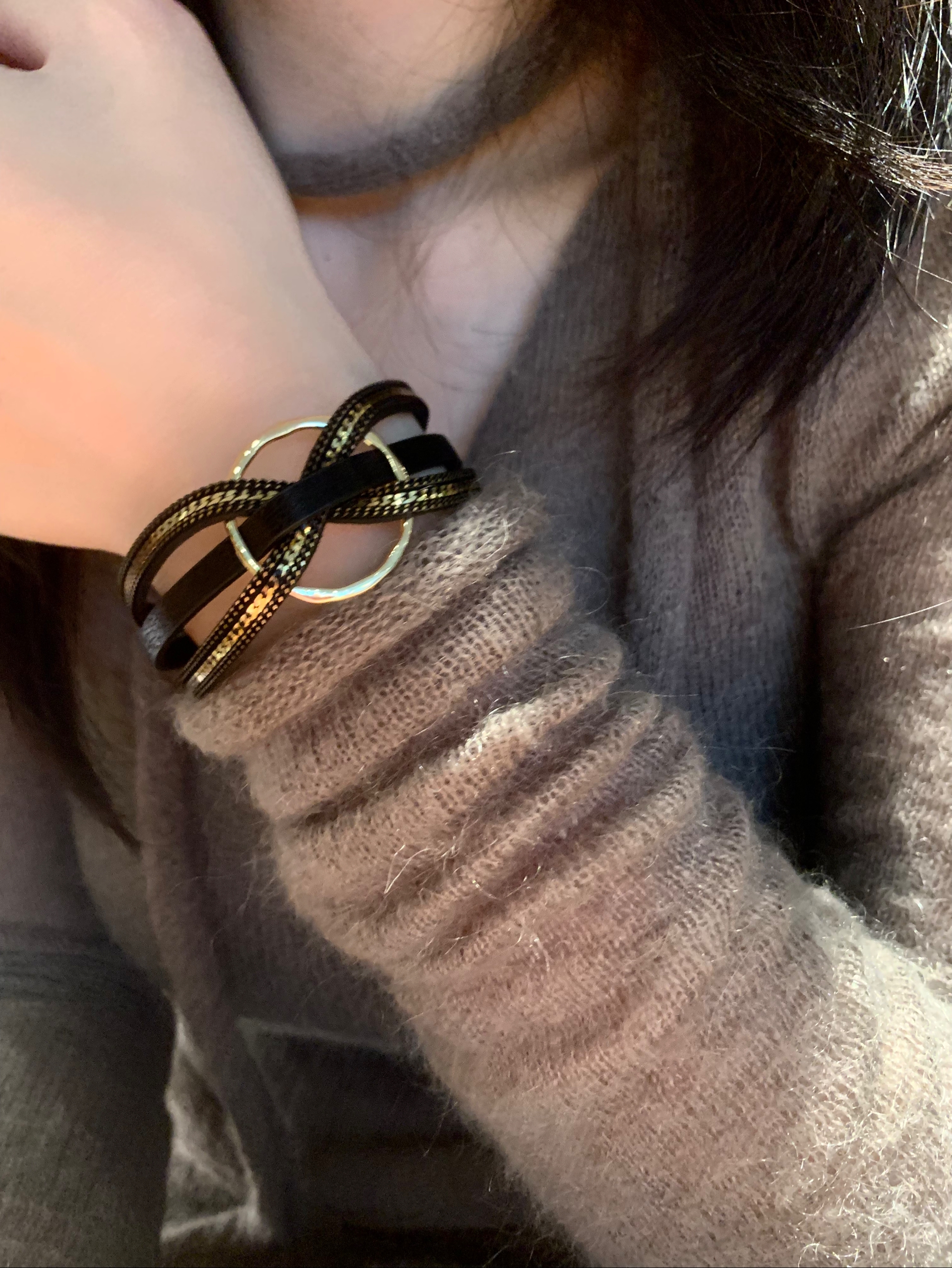 棠洛 自制手作款甜酷皮革手镯女日常百搭手环辣妹手饰品废土手链