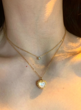 棠洛 美式亚裔感贝母爱心项链叠戴极细鼻嘎锁骨链日常百搭高级潮