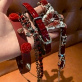 哥特暗红 棠洛 原创高级感choker项圈皮革颈链朋克亚文化配饰