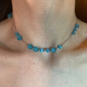 显白 蓝色猫眼石颈链choker女小众高级感日常锁骨链百搭2024新款