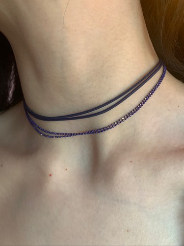 细闪蓝色多层choker颈链女显白显脖子细锁骨链氛围感叠戴颈链配饰