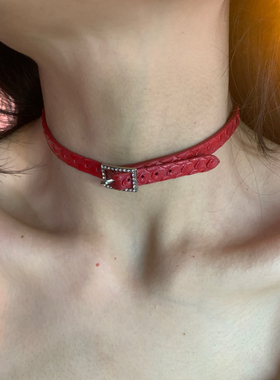 细款蛇纹choker项圈女百搭高级感软皮革锁骨链颈链辣妹风配饰2025