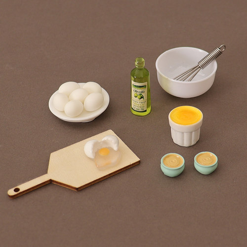 Dollhouse娃娃屋微缩厨房食玩打蛋器蛋碗橄榄油工具 模型拍摄道具
