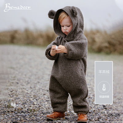 benzdeer连帽秋冬羊羔绒连体衣