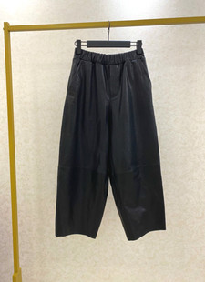 獨家定制 西班牙羔羊皮 植物烤胶工艺 廓形风绵羊皮皮裤女 Z09040