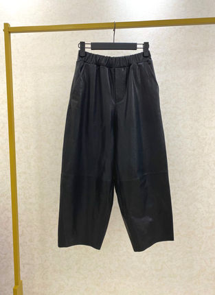 獨家定制 西班牙羔羊皮 植物烤胶工艺 廓形风绵羊皮皮裤女 Z09040