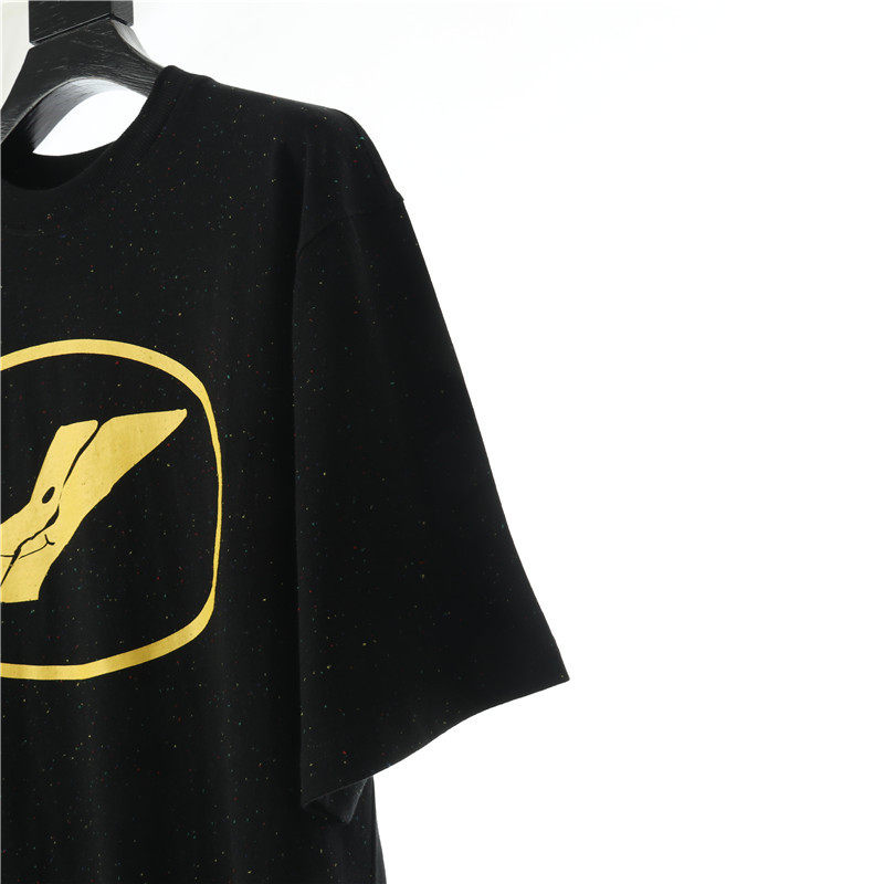 WELL 23SS 별이 빛나는 하늘 컬러풀한 거즈 잉크 도트 라지 로고 라운드 넥 반팔 티셔츠 커플을 위한 트렌디