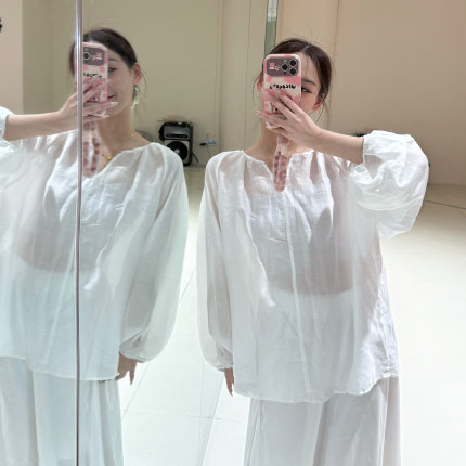 朵棠古典舞身韵服飘逸宽松网纱罩衫形体现代舞蹈练功服中国舞纱衣