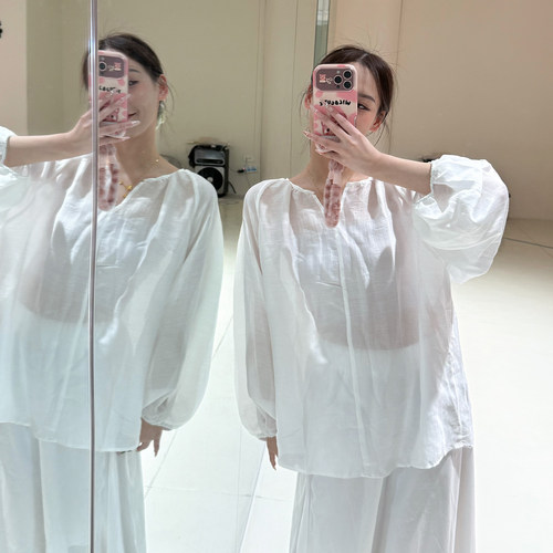 朵棠古典舞身韵服飘逸宽松网纱罩衫形体现代舞蹈练功服中国舞纱衣