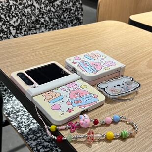 全包磨砂磁吸小猪小狗适用小米mixflip2/oppofindn3flip/三星zflip6折叠手机壳