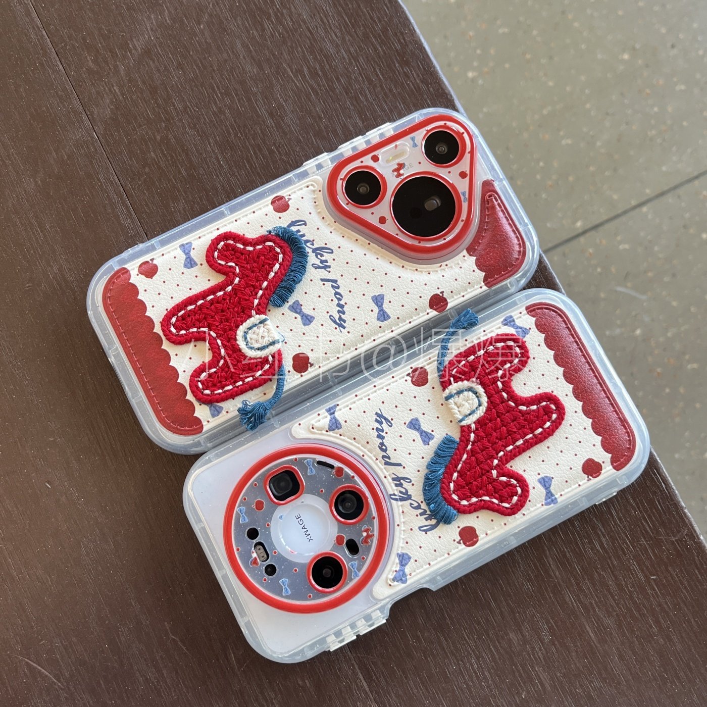 透明气囊加厚刺绣小马适用华为p70pro+/p80pro/mate60pro/mate70pro/mate80promax手机壳