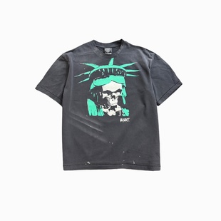 T恤男 高街重磅vintage水洗复古VTG短袖 Saint Michael骷髅蝙蝠美式