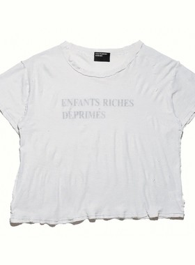 ERD25ss忧郁的富二代标语字母印花短袖T恤水洗破坏tee